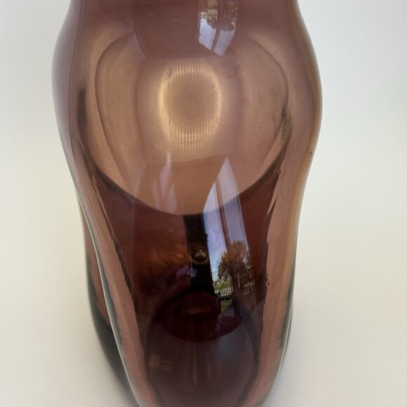 La Mailloche Quebec Purple Blown‎ Art Glass Pinched Vase or Decanter Signed 6" - Picture 4 of 9